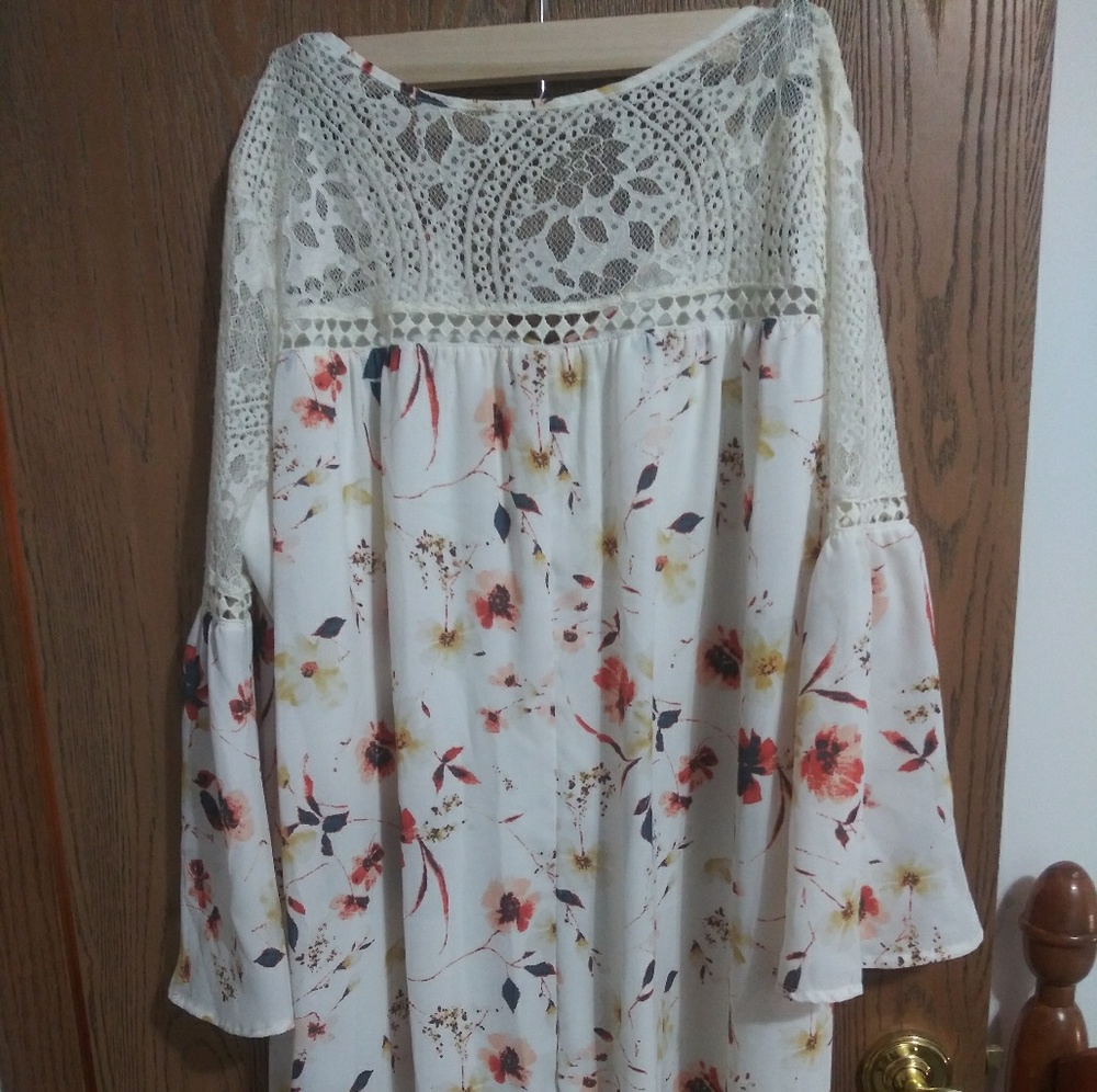 White floral dress with lace